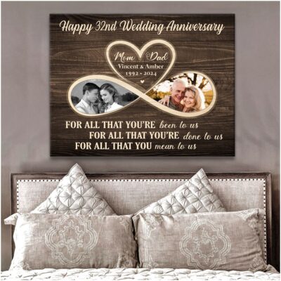 Everlasting Love Happy 32nd Wedding Anniversary Canvas Print Gift For Mom And Dad