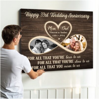 Everlasting Love Happy 33rd Wedding Anniversary Canvas Print Gift For Mom And Dad
