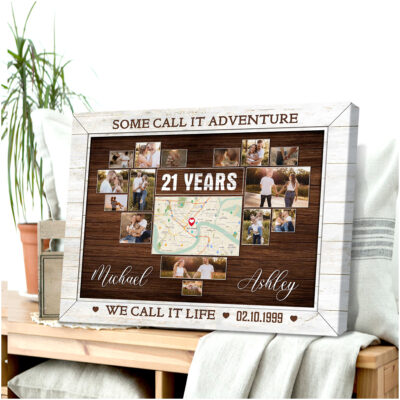 21st Anniversary We Call It Life Custom Photos Canvas Print