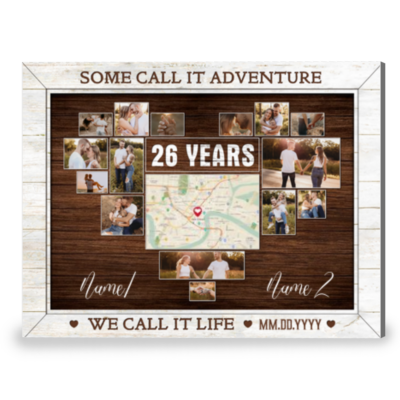 26th Anniversary We Call It Life Custom Photos Canvas Print