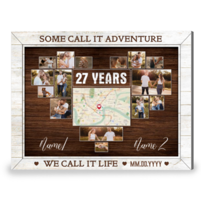 27th Anniversary We Call It Life Custom Photos Canvas Print