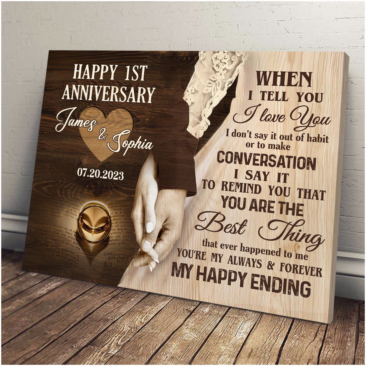 Photo Canvas First Year Wedding Anniversary Gifts For Wife Happy