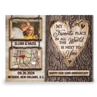 My Favorite Place Happy 32nd Anniversary Canvas Photo Print For Couple