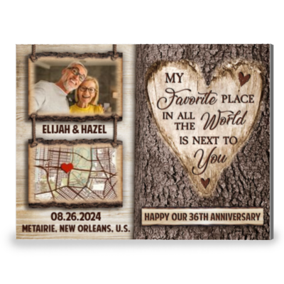 My Favorite Place Happy 36th Anniversary Canvas Photo Print For Couple