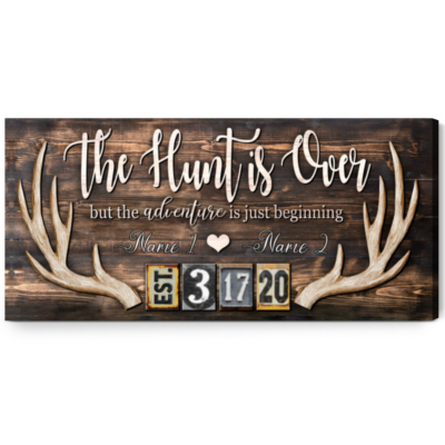 Newlyweds Gift Personalized Hunting Couple Canvas Wall Art