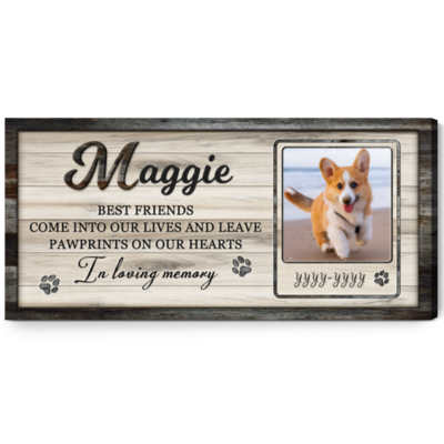 Personalized Pet Sympathy Gift Dog Memorial Name And Photo Canvas Print