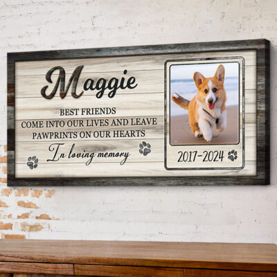 Personalized Pet Sympathy Gift Dog Memorial Name And Photo Canvas Print