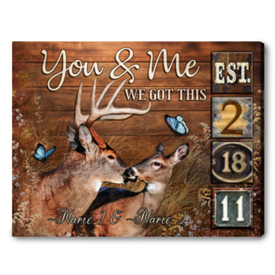 Unique Buck And Doe You And Me Canvas Custom Wedding Date Decor Gift