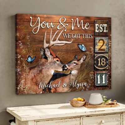 Unique Buck And Doe You And Me Canvas Custom Wedding Date Decor Gift