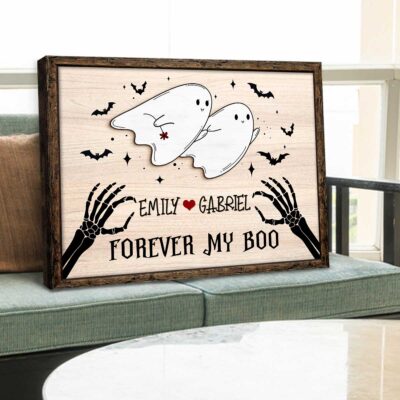 Unique Halloween Gift For Couple Custom Forever My Boo Canvas Wall Art