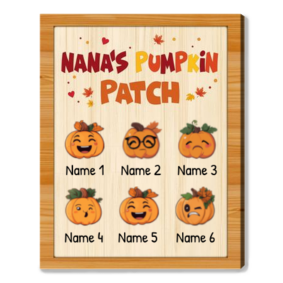 Custom Grandkids Name Nana's Pumpkin Patch Fall Season Canvas Wall Art