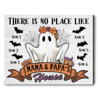 Personalized Halloween Gift For Grandparents Spooky Season Canvas Wall Art