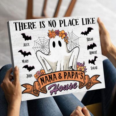 Personalized Halloween Gift For Grandparents Spooky Season Canvas Wall Art