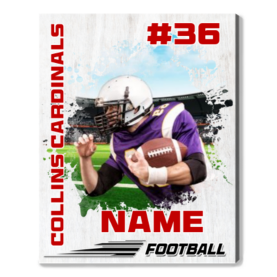 Personalized Sports Player Football Photo Canvas Wall Decor Gift