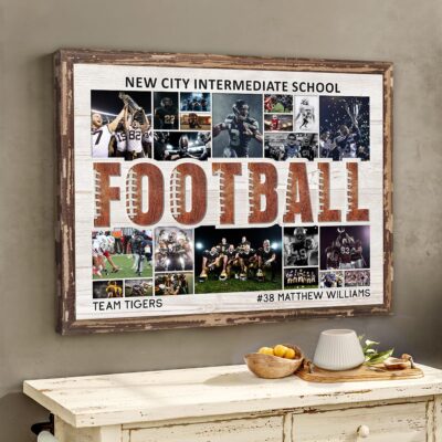 Football Lover Gift Custom Sports Photo Collage Canvas Print