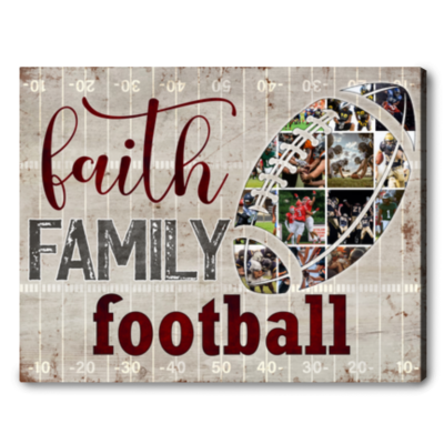 Faith Family Football Canvas Print Personalized Photo Collage Gift For Footballers