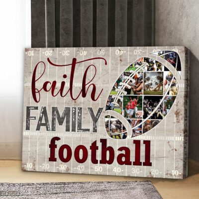 Faith Family Football Canvas Print Personalized Photo Collage Gift For Footballers