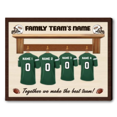 Personalized Football Family Canvas Print Football Player Gifts