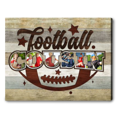 Personalized Photo Collage Gift For Football Cousin Football Players Canvas Print