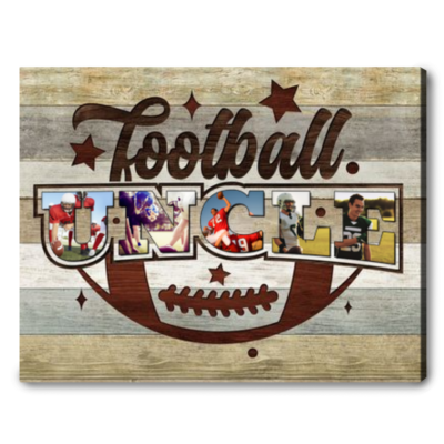 Personalized Photo Collage Gift For Football Uncle Football Players Canvas Print