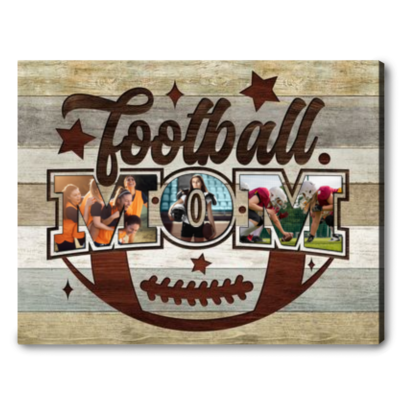 Personalized Photo Collage Gift For Football Mom Football Players Canvas Print