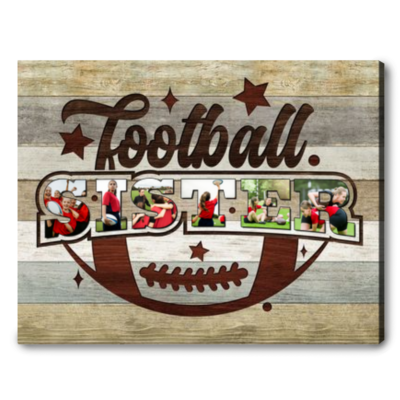 Personalized Photo Collage Gift For Football Sister Football Players Canvas Print