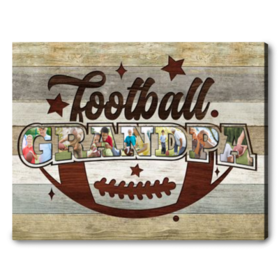 Personalized Photo Collage Gift For Football Grandpa Football Players Canvas Print