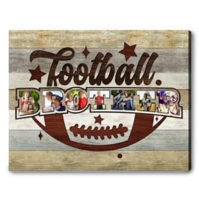 Personalized Photo Collage Gift For Football Brother Football Players Canvas Print