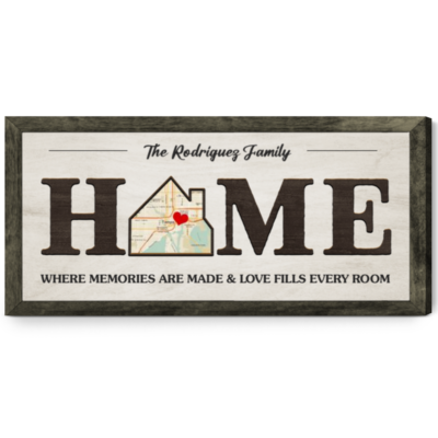 Home Custom Map Gift For Family Canvas Print Wall Decor