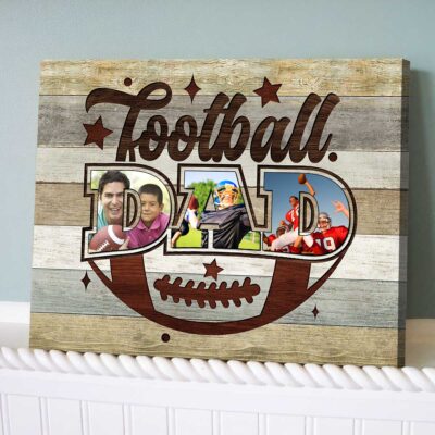 Personalized Photo Collage Gift For Football Dad Football Players Canvas Print