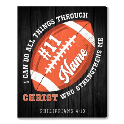 Christian Football Player Gifts Personalized Sport Canvas Wall Art