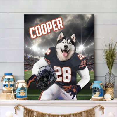 Football Team Custom Dog Portrait Gift American Football Fun Canvas Print