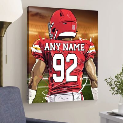 Football Player Gifts Personalized Favorite Football Team Canvas Print