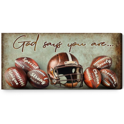 Inspirational Football Gift Ideas Sport God Says You Are Wall Art Decor