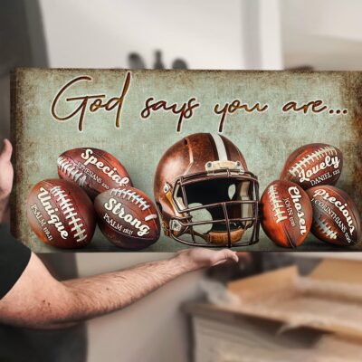 Inspirational Football Gift Ideas Sport God Says You Are Wall Art Decor