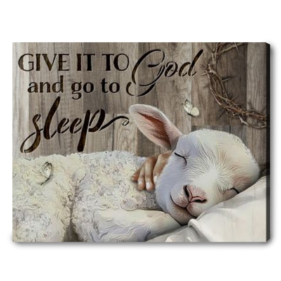 Christian Bible Home Decor Gift Give It To God Jesus And Lamb Canvas Print