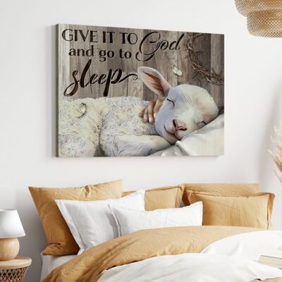 Christian Bible Home Decor Gift Give It To God Jesus And Lamb Canvas Print