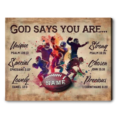 Christian Football Wall Art Unique Motivational Sport Canvas Print