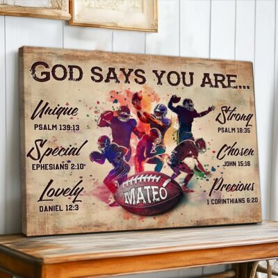 Christian Football Wall Art Unique Motivational Sport Canvas Print