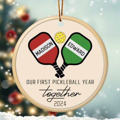 Couple Pickleball Ornament Custom Pickleball Players Name Gifts