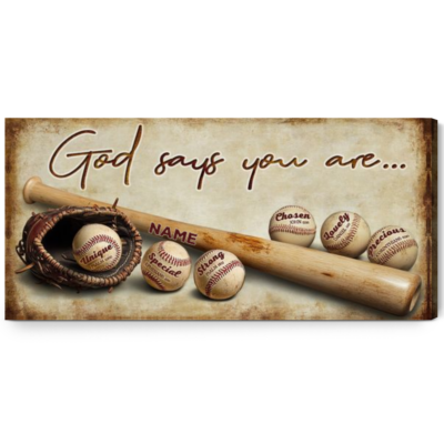 Inspirational Baseball Gift Ideas Sport God Says You Are Wall Art Decor