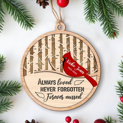 Personalized Sympathy Gift For Loved One Cardinal 2-Layered Wooden Ornament