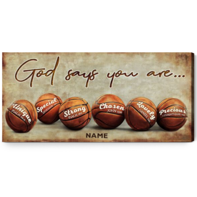 Inspirational Basketball Gift Ideas Sport God Says You Are Wall Art Decor