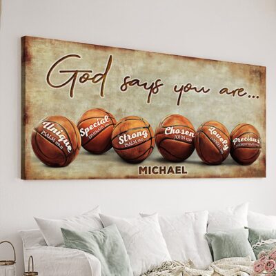 Inspirational Basketball Gift Ideas Sport God Says You Are Wall Art Decor