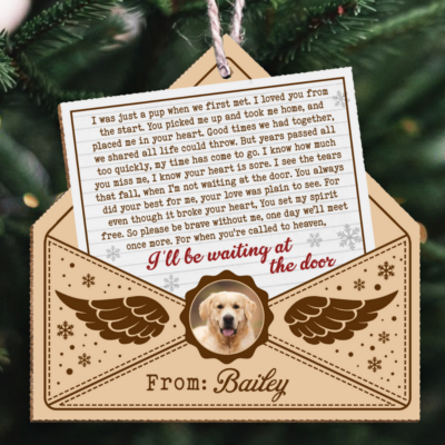 Sympathy Gifts for Dog Owners Waiting At The Door Letter Wooden Ornament