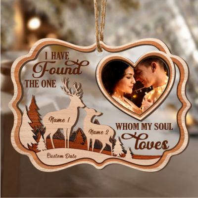 Personalized Wedding Gift For Couple Buck And Doe 2-Layered Wooden And Acrylic Ornament