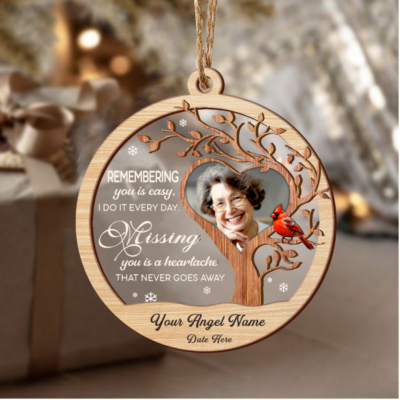 Personalized Memorial Gift In Memory 2-Layered Wooden And Acrylic Ornament