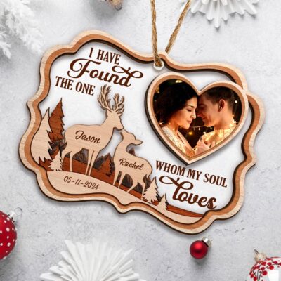 Personalized Wedding Gift For Couple Buck And Doe 2-Layered Wooden And Acrylic Ornament