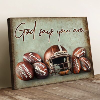 Inspirational Football Gift Ideas Sport God Says You Are Canvas Print