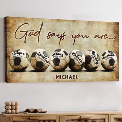 Inspirational Soccer Gift Ideas Sport God Says You Are Wall Art Decor